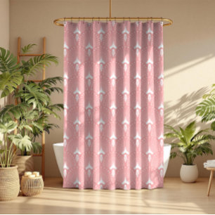 Roze en wit art-deco naadloos patroon douchegordijn