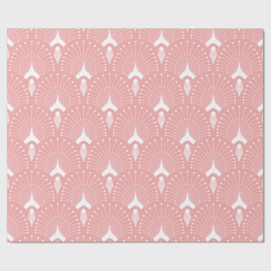 Roze en wit art-deco-patroon cadeaupapier (Vlak)