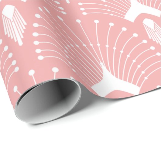Roze en wit art-deco-patroon cadeaupapier (Rol Hoek)
