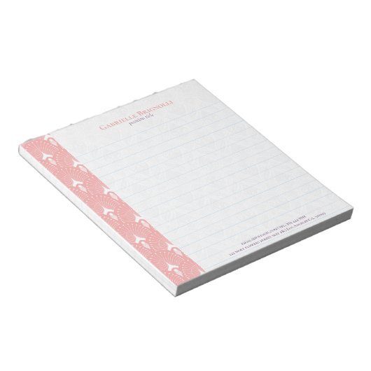 Roze en wit art-deco-patroon notitieblok (Schuin)