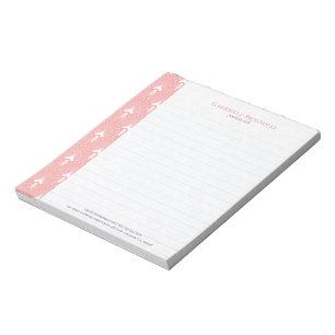 Roze en wit art-deco-patroon notitieblok