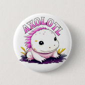 Roze en Wit Axolotl gepersonaliseerd Ronde Button 5,7 Cm (Voorkant)