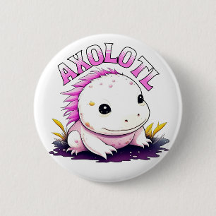 Roze en Wit Axolotl gepersonaliseerd Ronde Button 5,7 Cm