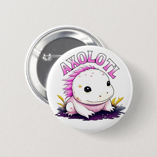 Roze en Wit Axolotl gepersonaliseerd Ronde Button 5,7 Cm (Voorkant /achterkant)