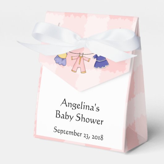 Roze en Wit Baby shower Favor Box Bedankdoosjes (Voorkant Zijde)