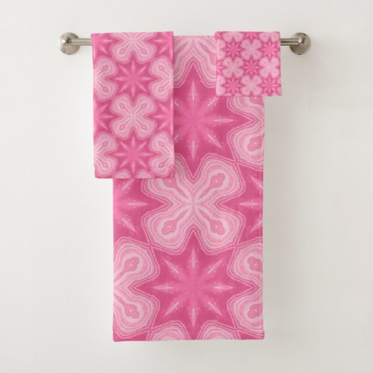 Roze en wit bad handdoek (Insitu)