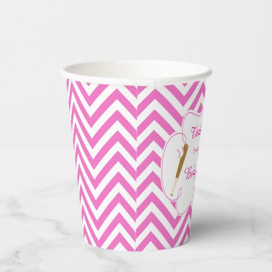 Roze en Wit Baseball Baby shower partij Papieren Bekers (Rechts)