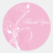 Roze en Wit Bloemen 1,5" Rond Dank u Sticker