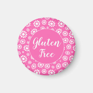  Roze en Wit Bloemen Glutenvrij Coeliac Magneet