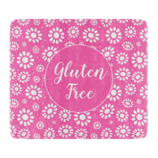  Roze en Wit Bloemen Glutenvrij Coeliac Snijplank