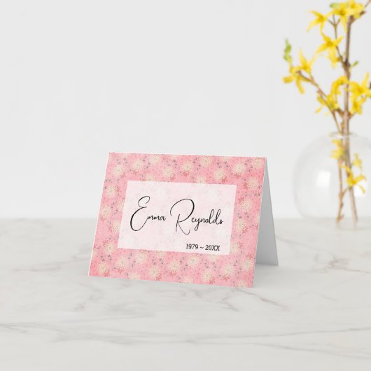 Roze en Wit Bloemen Ontwerp Sympathie Dank u Kaart (Gele Bloem)