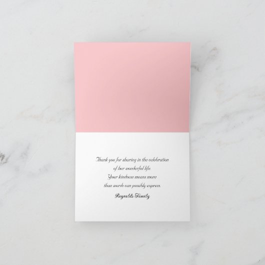 Roze en Wit Bloemen Ontwerp Sympathie Dank u Kaart (Binnen)