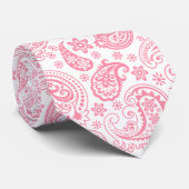 Roze en wit Bloemen Paisley Patroon Stropdas (Opgerold)