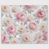 Roze en Wit Bloemen Wrapping Papier (Vlak)