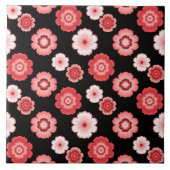 Roze en Wit Bloempatroon Tegeltje (Voorkant)