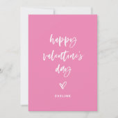 Roze en Wit | Casual Script en Heart Valentijn Feestdagenkaart (Voorkant)