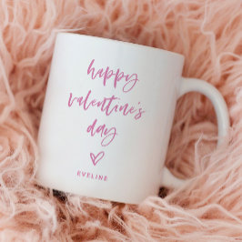 Roze en Wit | Casual Script en Heart Valentijn Koffiemok