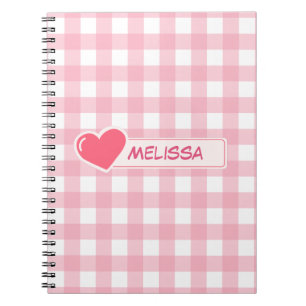 Roze en Wit Checkerboard Patroon Notitieboek