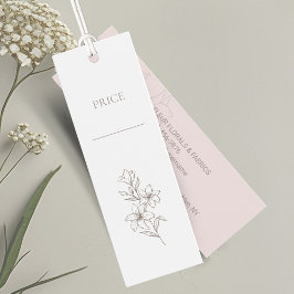 Roze en wit | Chic Minimal Floral Prijs Labels Mini Visitekaartjes