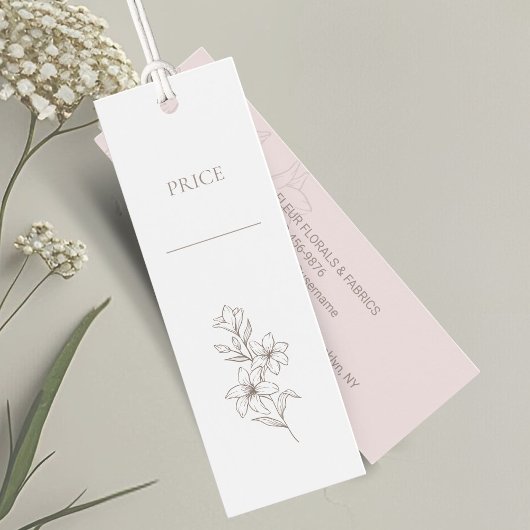 Roze en wit | Chic Minimal Floral Prijs Labels Mini Visitekaartjes