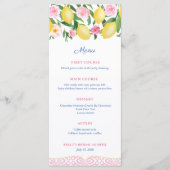  roze en wit citrus Vrijgezellenfeest Menu (Voorkant)