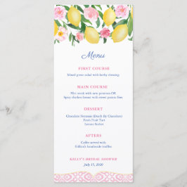  roze en wit citrus Vrijgezellenfeest Menu