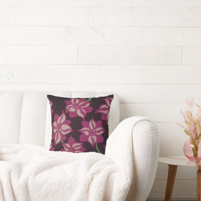 Roze en Wit Dahlia Sierkussen (Bank)
