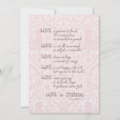 Roze en Wit Damask Bruiloft Kaart (Achterkant)