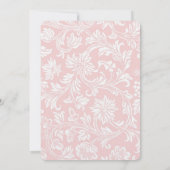 Roze en Wit Damask Bruiloft Kaart (Achterkant)