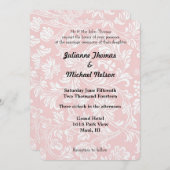  Roze en Wit Damask Bruiloft Kaart (Voorkant / Achterkant)