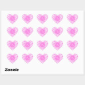  Roze en Wit Damast Monogram Hart Sticker (Vel)