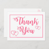 Roze en Wit Dank u Harten Trouwfeest Briefkaart (Voorkant / Achterkant)