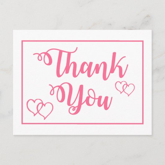 Roze en Wit Dank u Harten Trouwfeest Briefkaart (Voorkant)