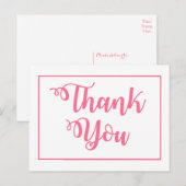 Roze en Wit Dank u Trouwfeest Briefkaart (Voorkant / Achterkant)