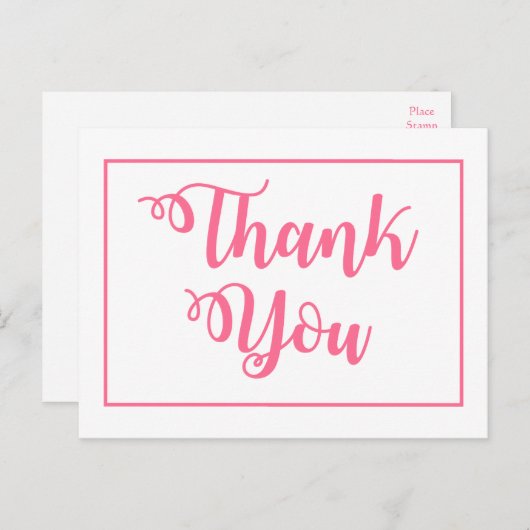 Roze en Wit Dank u Trouwfeest Briefkaart (Voorkant / Achterkant)