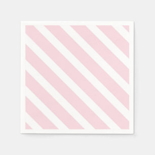 Roze en wit diagonaal gestreept patroon servet