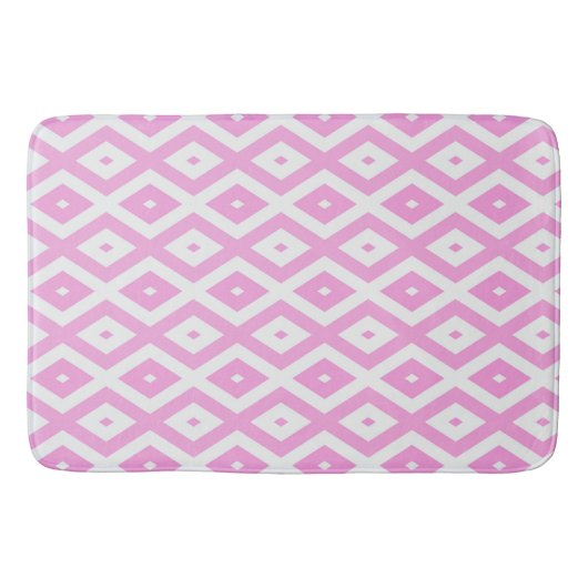 Roze en wit diamantpatroon badmat (Voorkant)
