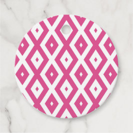 Roze en wit diamantpatroon bedankjes labels