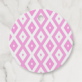Roze en wit diamantpatroon bedankjes labels