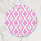 Roze en wit diamantpatroon bedankjes labels (Voorkant)