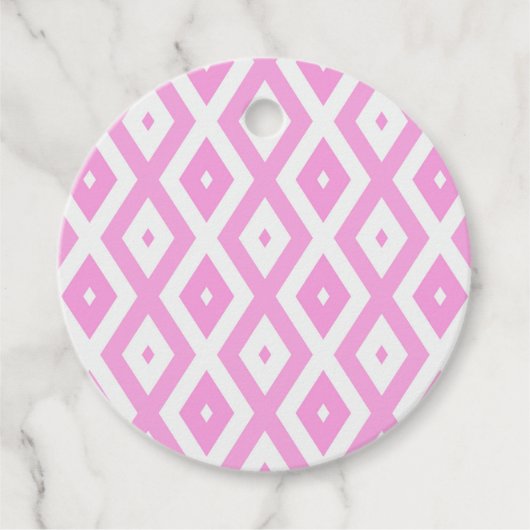 Roze en wit diamantpatroon bedankjes labels (Voorkant)