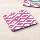 Roze en wit diamantpatroon bier onderzetter (Linkerzijde)