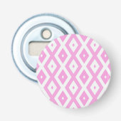 Roze en wit diamantpatroon button flesopener (Voorkant)