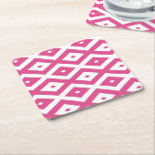 Roze en wit diamantpatroon kartonnen onderzetters (Schuin)