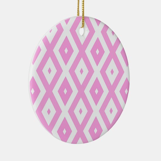 Roze en wit diamantpatroon keramisch ornament (Rechts)