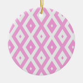 Roze en wit diamantpatroon keramisch ornament (Voorkant)