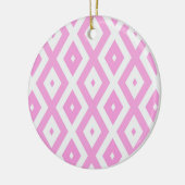 Roze en wit diamantpatroon keramisch ornament (Links)