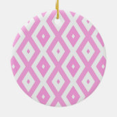 Roze en wit diamantpatroon keramisch ornament (Achterkant)