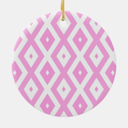 Roze en wit diamantpatroon keramisch ornament (Achterkant)