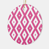 Roze en wit diamantpatroon keramisch ornament (Links)